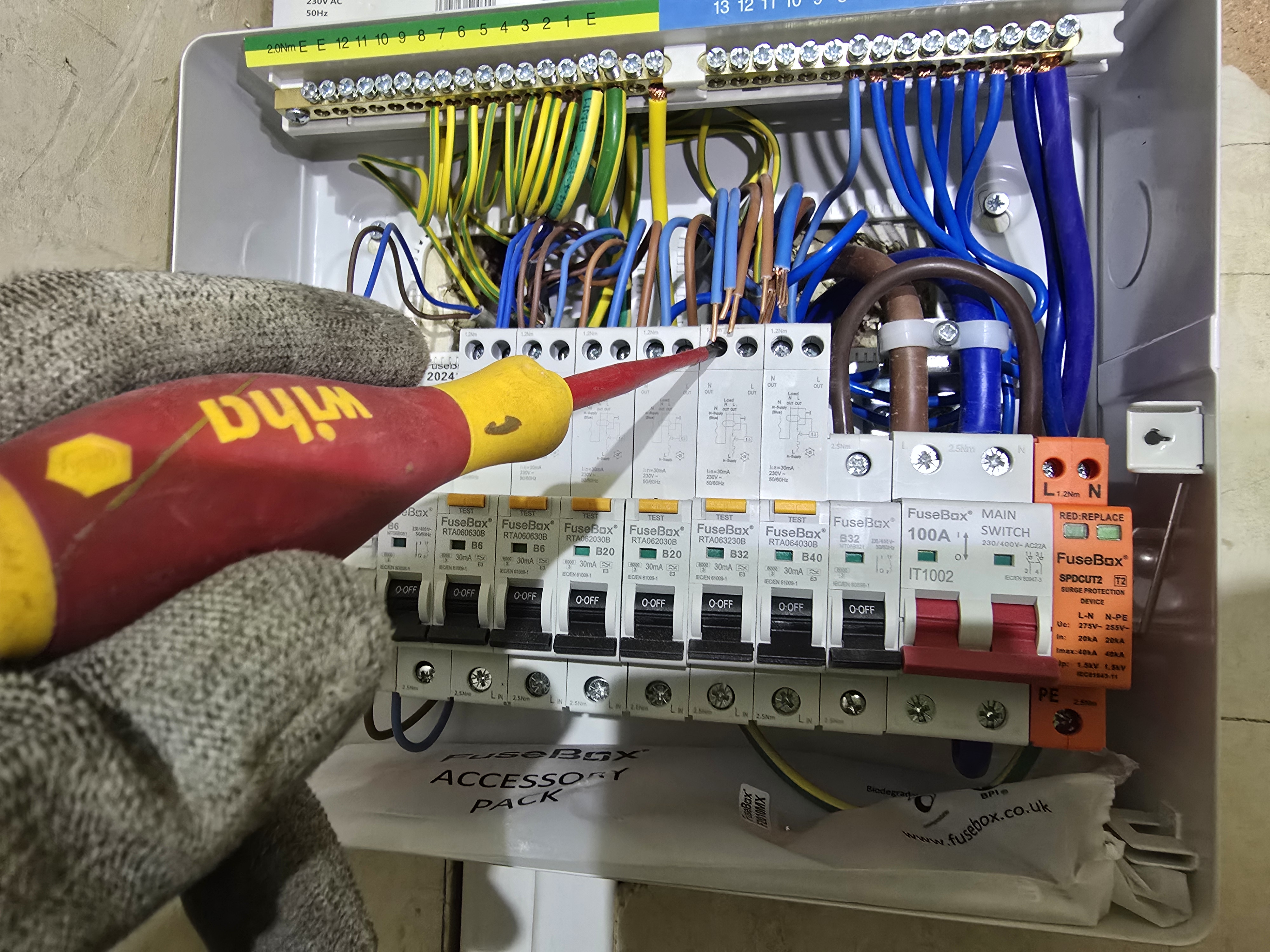 Electrician rewiring home cables